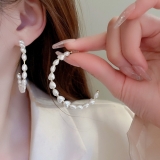 S925银针韩国C形爱心珍珠时尚轻奢小众气质高级感设计耳钉耳饰
