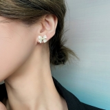 S925银针韩国满钻蝴蝶结气质小巧精致简约百搭高级设计感耳钉耳饰