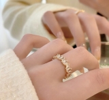 【真金电镀】韩国锆石开口时尚个性环轻奢小众高级设计感戒指【环保】