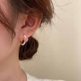 S925银针韩国法式简约粉色爱心时尚小众气质轻奢高级设计感耳扣耳饰