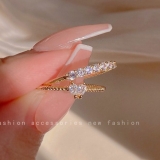 【真金电镀】水晶爱心两件套装戒指女小众设计高级感时尚开口指环2022年新款潮
