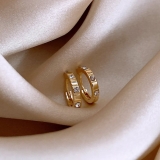 【真金电镀】韩国镶钻轻奢小众气质网红高级设计感耳扣耳饰【环保】