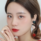 韩国少女心显瘦彩色糖果色可爱毛绒茸毛球大球球爱心耳钉耳饰女