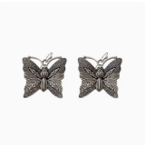 S925银针韩国东大门银色蝴蝶个性设计甜酷冷淡风小众高级设计感耳钉耳饰