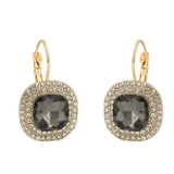 韩国四方黑色水晶气质轻奢小众时尚简约高级设计感耳扣耳饰