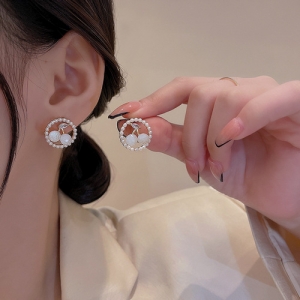 S925银针韩国樱桃锆石超仙透明珠子气质轻奢简约小众高级设计感耳钉耳饰