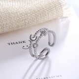 【真金电镀】韩国麻花双层星星月亮气质小众轻奢高级设计感开口戒指【环保】