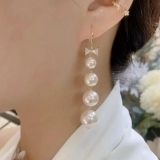 【28号左右】S925银针韩国蝴蝶结珍珠流苏个性时尚夸张气质百搭高级设计感耳扣耳饰