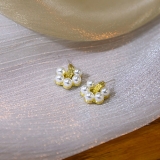 S925银针韩国珍珠个性小众简约气质轻奢小清新高级设计感耳钉耳饰
