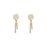 韩国复古山茶花一款两戴流苏气质轻奢小众高级设计感耳钉耳饰