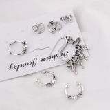 欧美速卖通波西米亚复古简约大象月亮星星七件套耳钉套装