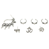 欧美速卖通波西米亚复古简约大象月亮星星七件套耳钉套装