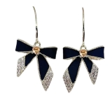 韩国黑色蝴蝶结气质百搭网红风轻奢高级设计感耳钉耳饰