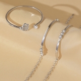 韩国风简单大气多层三件套手链女皇冠手镯套装