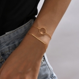 韩国时尚简约几何金属圆圈两件套高级设计感手链手饰