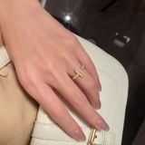 【真金电镀】韩国简约几何珍珠微镶轻奢冷淡风小众T形开口戒指【环保】