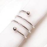 韩国简约金属磨砂弹簧两珠轻奢气质小众高级设计感戒指