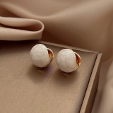 【真金电镀】韩国圆形法式滴油时尚轻奢小众气质高级设计感耳扣耳饰【环保】