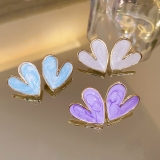 @特价 韩国滴油爱心时尚清新奶油轻奢小众气质高级设计感耳钉耳饰