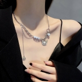 韩国简约小众库洛米轻奢小众反光珠拼接高级设计感锁骨项链