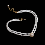 韩国简约双层珍珠优雅轻奢小众气质高级设计感项链