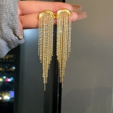 S925银针韩国珠子长款流苏轻奢小众夸张气质个性高级设计感耳钉耳饰