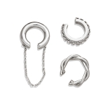 【真金电镀】韩国简约链条流苏三件套冷淡风小众高级设计感耳夹【环保】