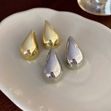 【真金电镀】S925银针韩国欧美时尚简约水滴气质小众个性金属风高级设计感耳钉耳饰