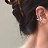 【真金电镀】韩国简约链条流苏三件套冷淡风小众高级设计感耳夹【环保】