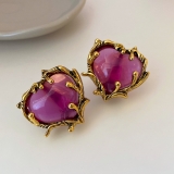 韩国琉璃爱心法式轻奢网红气质高级设计感无耳洞耳夹耳饰