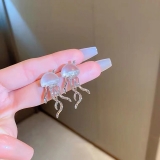 S925银针韩国东大门简约深海水母磨砂时尚甜酷小众个性设计感耳钉耳饰