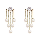 @特价韩国轻奢时尚两戴珍珠流苏时尚百搭气质高级设计感耳钉耳饰