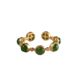 【真金电镀】韩国简约绿色珠子小众轻奢气质高级设计感戒指【环保】