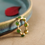 【真金电镀】韩国简约绿色珠子小众轻奢气质高级设计感戒指【环保】