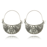 欧美个时尚简约民族风月亮花纹合金款耳环