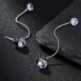 韩国简约镶钻前后戴冷淡风长款百搭小众气质个性耳钉耳饰