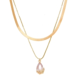 韩国简约欧美水滴锆石轻奢小众气质双层时尚高级设计感项链