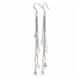 韩国水晶水滴简约长款流苏气质高级设计感耳钉耳饰