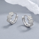 【真金电镀】韩国简约三颗爱心镶钻个性轻奢高级设计感耳扣耳饰【环保】