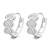 【真金电镀】韩国简约三颗爱心镶钻个性轻奢高级设计感耳扣耳饰【环保】