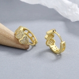 【真金电镀】韩国简约三颗爱心镶钻个性轻奢高级设计感耳扣耳饰【环保】