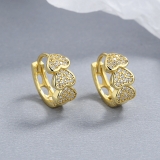 【真金电镀】韩国简约三颗爱心镶钻个性轻奢高级设计感耳扣耳饰【环保】