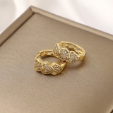 【真金电镀】韩国简约三颗爱心镶钻个性轻奢高级设计感耳扣耳饰【环保】