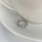 @特价【真金电镀】韩国高级感水晶树叶小众设计感轻奢ins潮冷淡风戒指【环保】