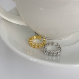 @特价【真金电镀】韩国高级感水晶树叶小众设计感轻奢ins潮冷淡风戒指【环保】