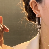 S925银针韩国珍珠流苏小众轻奢独特仙气高级设计感耳钉耳饰