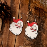 韩国简约欧美圣诞老人双面木质轻奢小众高级设计感耳钉耳饰