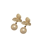 韩国简约超仙轻奢时尚镶钻花朵珍珠小众气质高级设计感耳钉耳饰