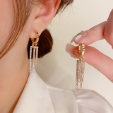 S925银针韩国简约长方形镶钻灵动气质轻奢百搭时尚高级设计感耳扣耳饰