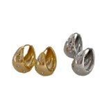 【真金电镀】韩国简约复古金属小众圆圈水滴法式高级设计感耳扣耳饰【环保】